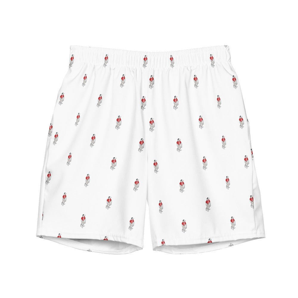 Vintage Indiana Mascot Swim Trunks - 1960s Barefoot Hoosier White Pattern Swim Trunks - Rivalry Week