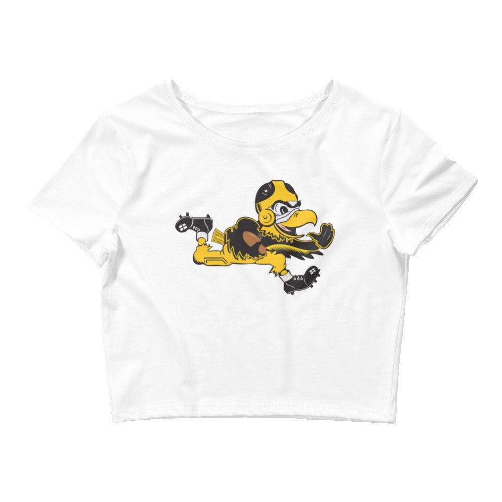 Vintage Iowa Football Hawkeye Crop Top - 1945 Iowa Stiff Arm Art Crop Top - rivalryweek