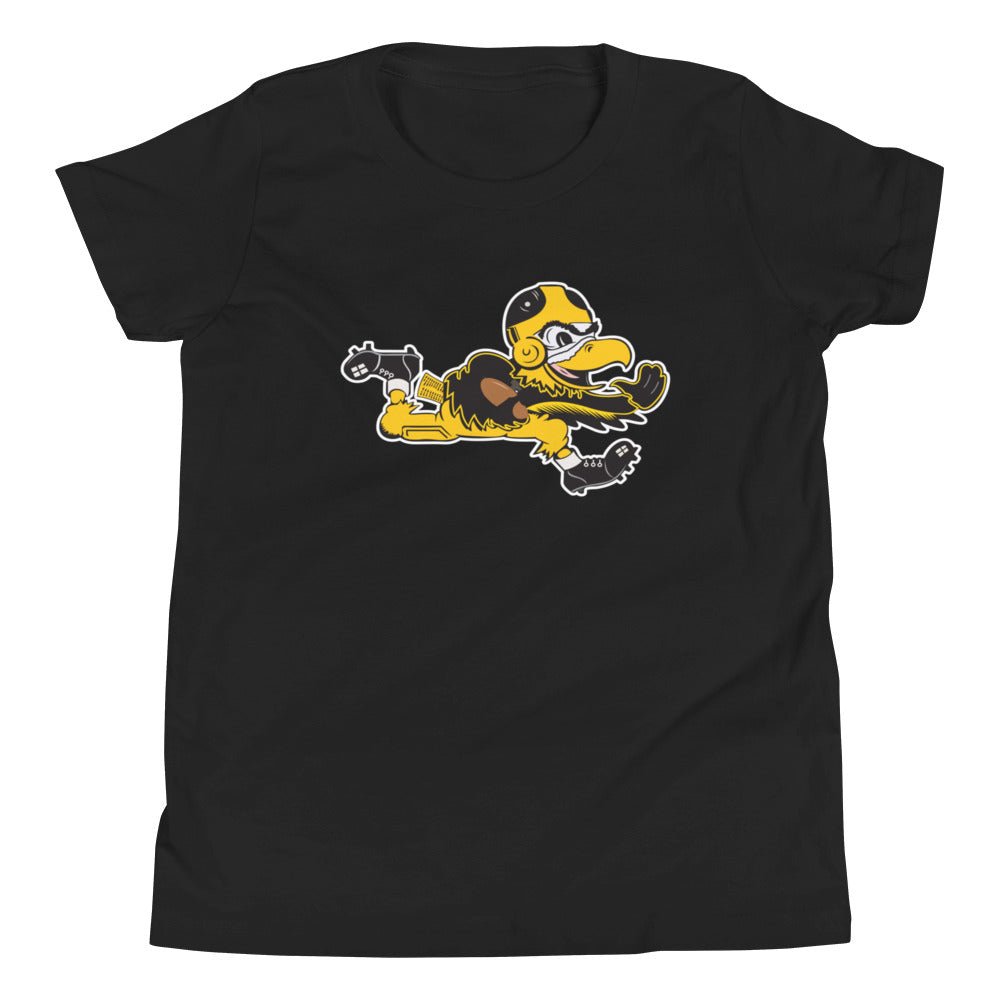 Vintage Iowa Football Hawkeye Kids Youth Shirt - 1945 Iowa Stiff Arm Art Youth Staple Tee - rivalryweek