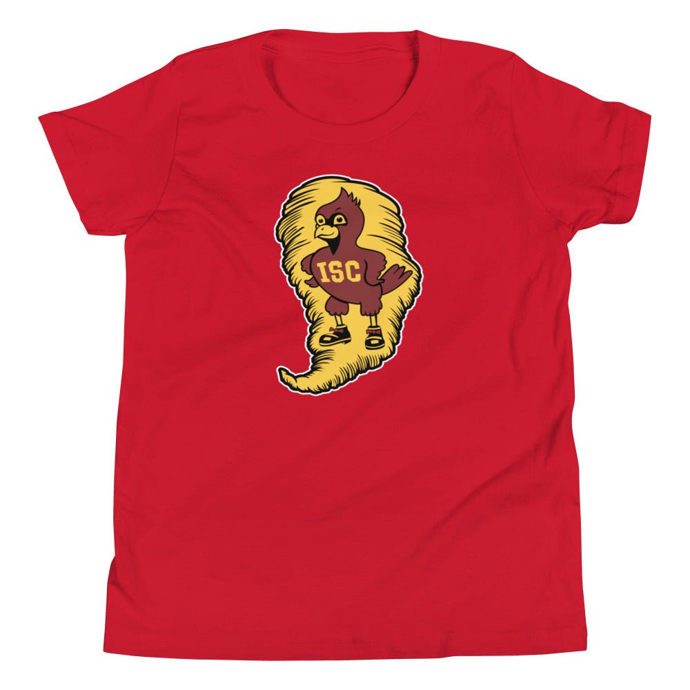 Vintage Iowa State Kids Youth Shirt - 1940s Iowa State Cardinal Mascot Art Youth Staple Tee - rivalryweek