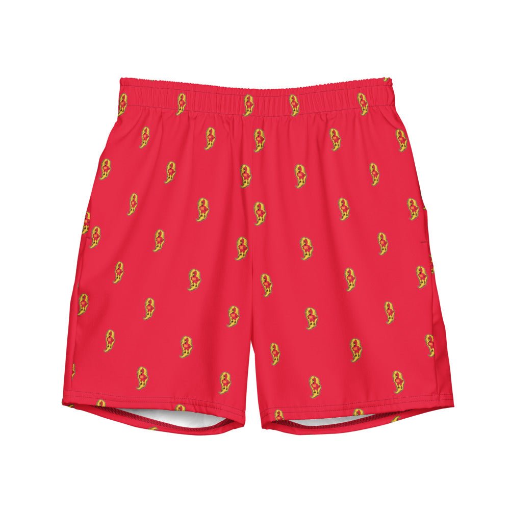 Vintage Iowa State Swim Trunks - 1940s Cyclone Cardinal Red Pattern Swim Trunks - Rivalry Week