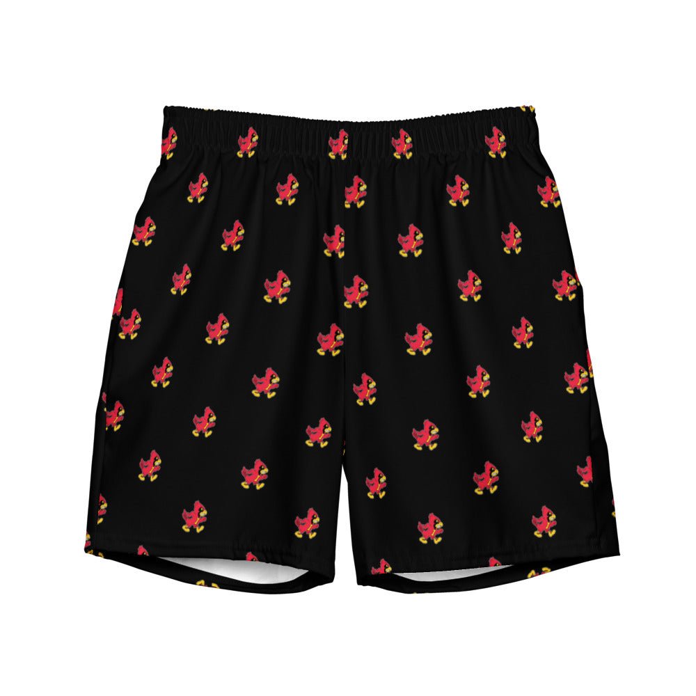 Vintage Iowa State Swim Trunks - 1940s Marching Cardinal Black Pattern Swim Trunks - Rivalry Week