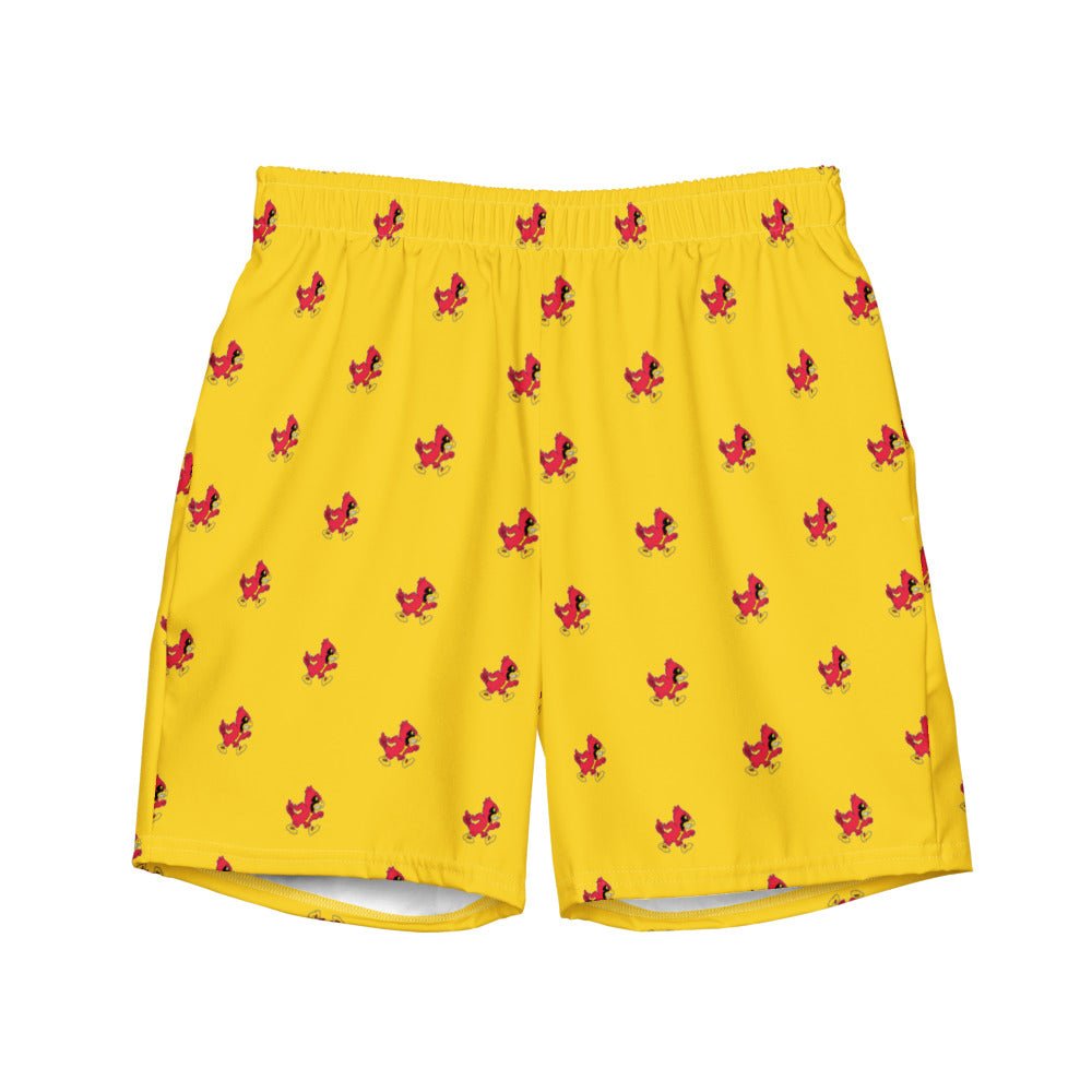 Vintage Iowa State Swim Trunks - 1940s Marching Cardinal Yellow Pattern Swim Trunks - Rivalry Week