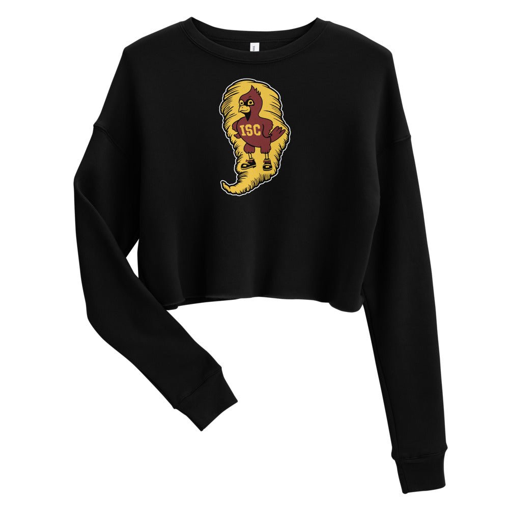 Vintage Iowa State Women's Cropped Sweatshirt - 1940s Iowa State Cardinal Mascot Art Cropped Sweatshirt - rivalryweek