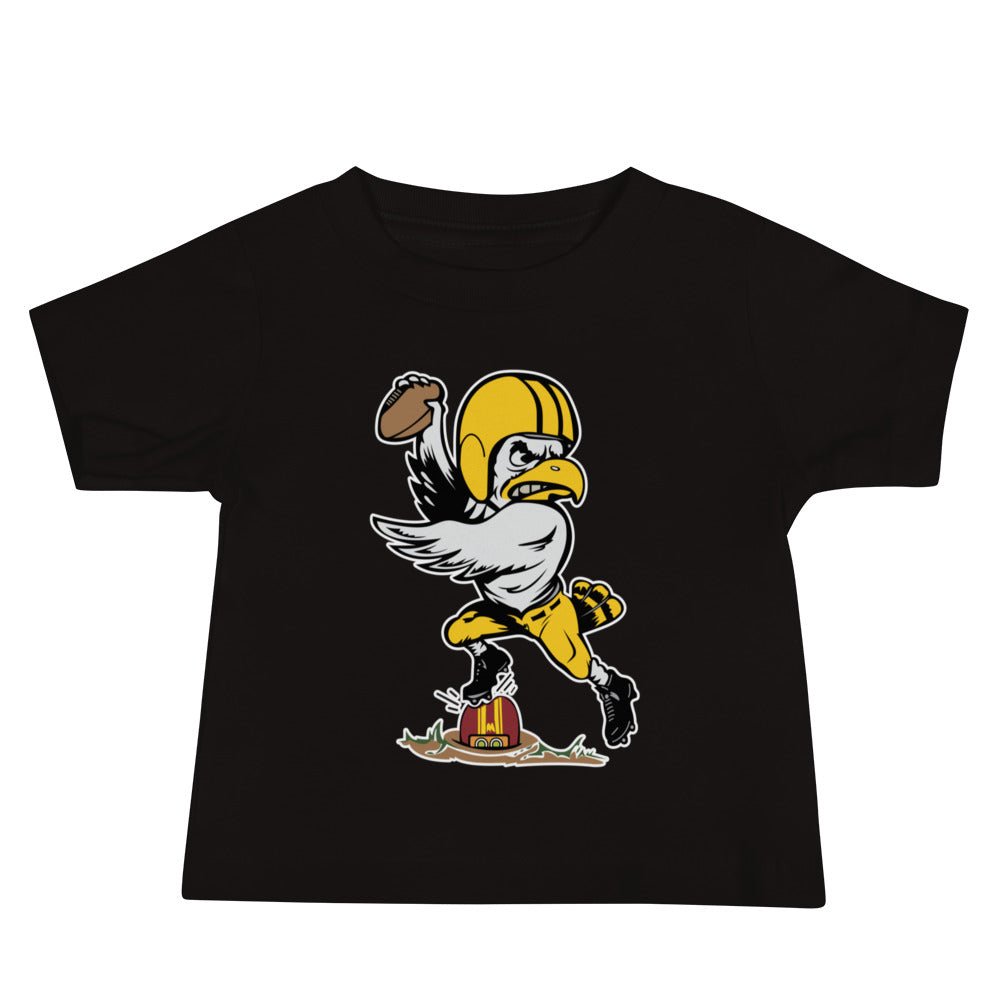 Vintage Iowa vs Minnesota Football Rivalry Baby T Shirt - 1946 Hawkeye Gopher Stomp Art Baby Staple Tee - rivalryweek