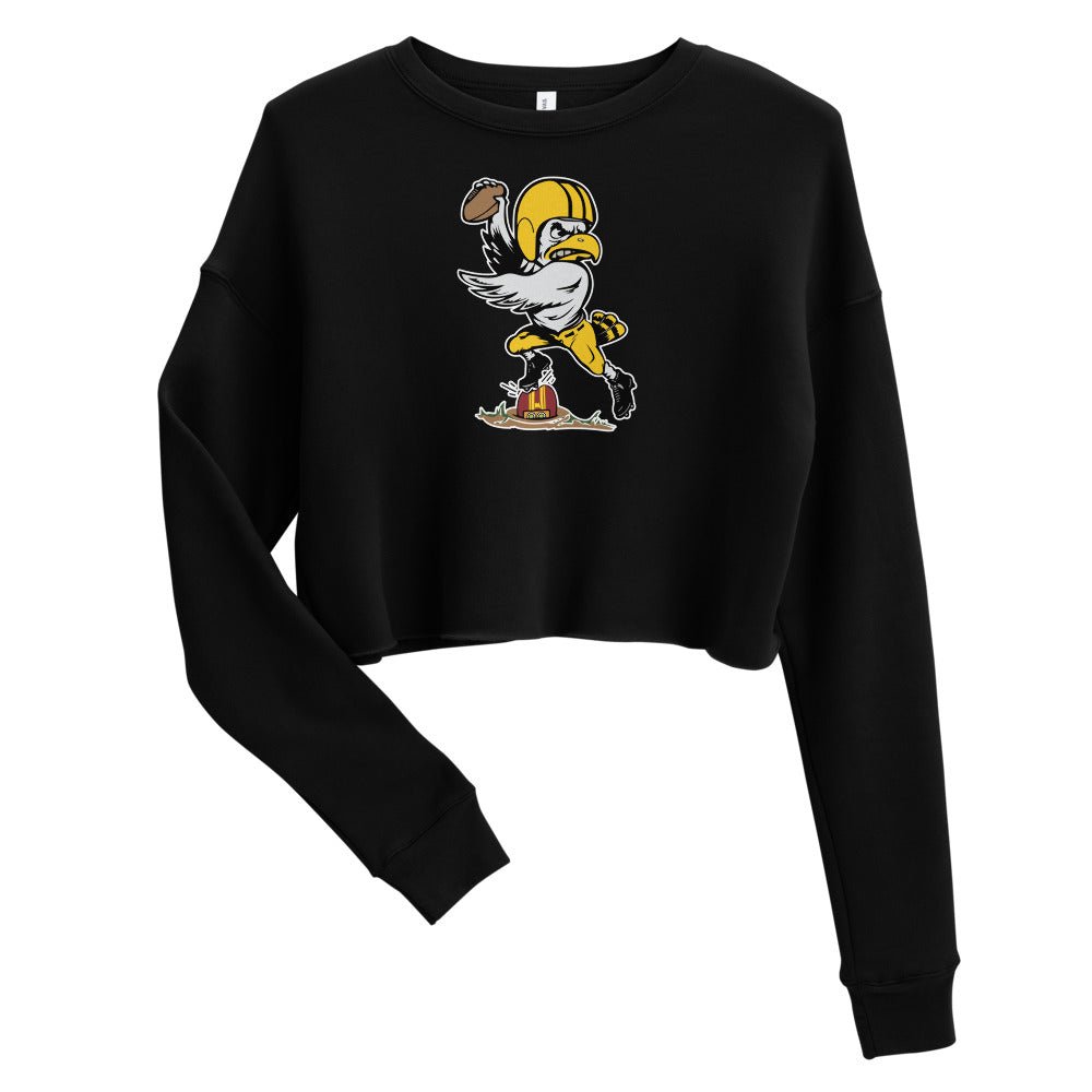 Vintage Iowa vs Minnesota Football Rivalry Women's Cropped Sweatshirt - 1946 Hawkeye Gopher Stomp Art Cropped Sweatshirt - rivalryweek