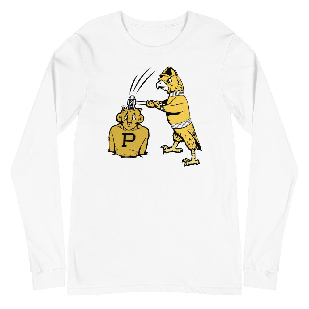 Vintage Iowa vs Purdue Rivalry Long Sleeve Shirt - 1950s Hawkeye Hammer Mascot Art Long Sleeve Shirt - rivalryweek