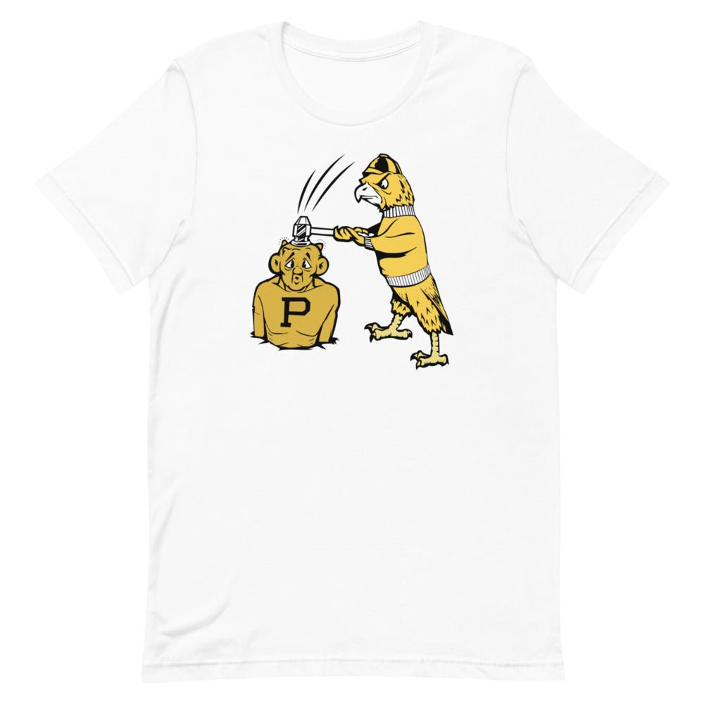 Vintage Iowa vs Purdue Rivalry Shirt - 1950s Hawkeye Hammer Mascot Art Shirt - rivalryweek