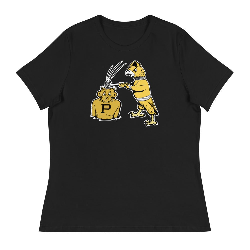 Vintage Iowa vs Purdue Rivalry Women's Relaxed Shirt - 1950s Hawkeye Hammer Mascot Art W Relaxed T Shirt - rivalryweek