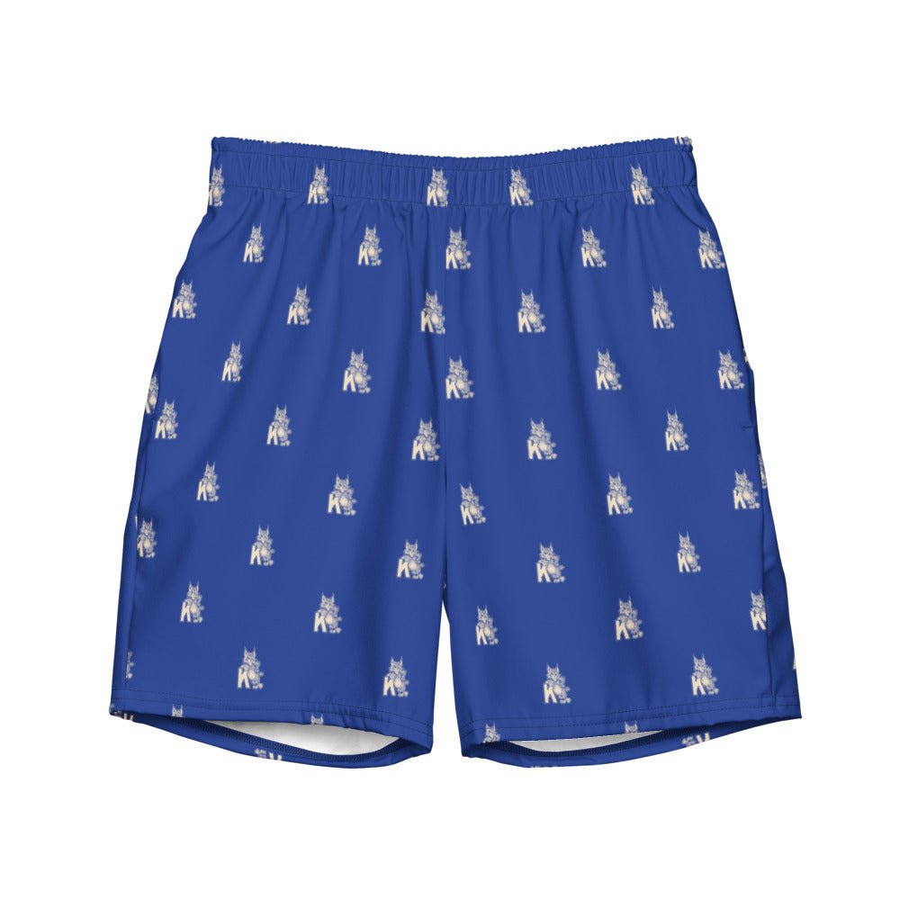 Vintage Kentucky Mascot Swim Trunks - 1950s Wildcat Attitude Blue Pattern Swim Trunks - Rivalry Week