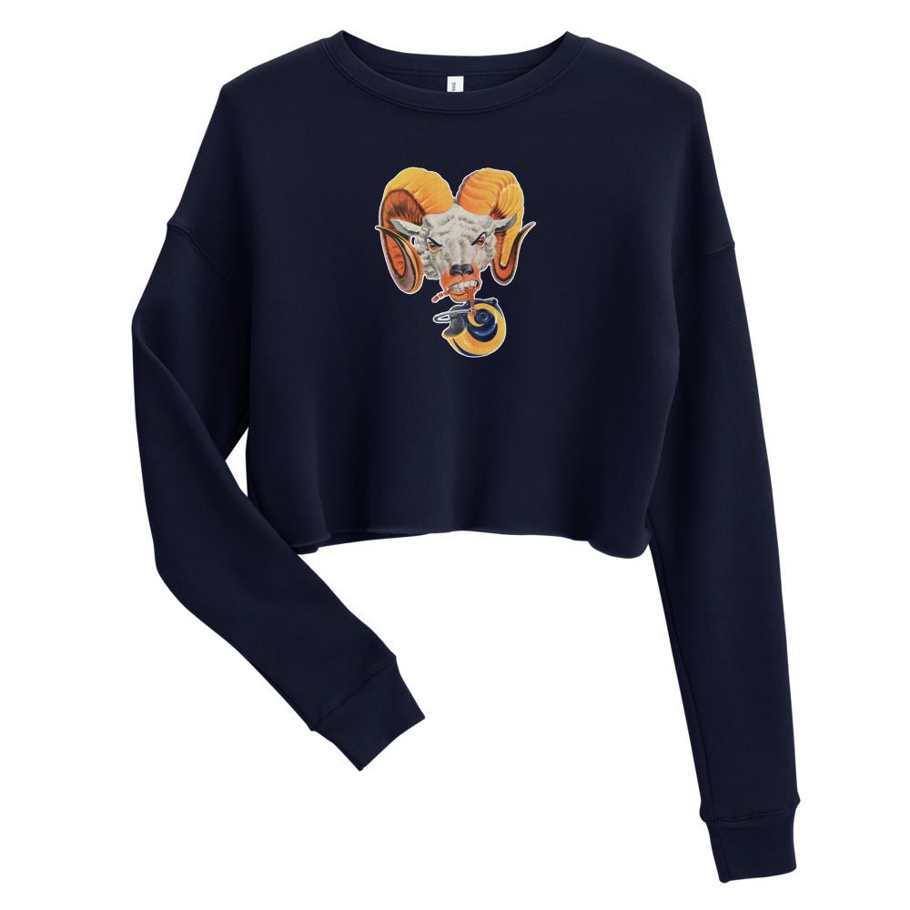 Vintage LA Rams Women's Cropped Sweatshirt - 1960 Ram Head Art Cropped Sweatshirt - Rivalry Week