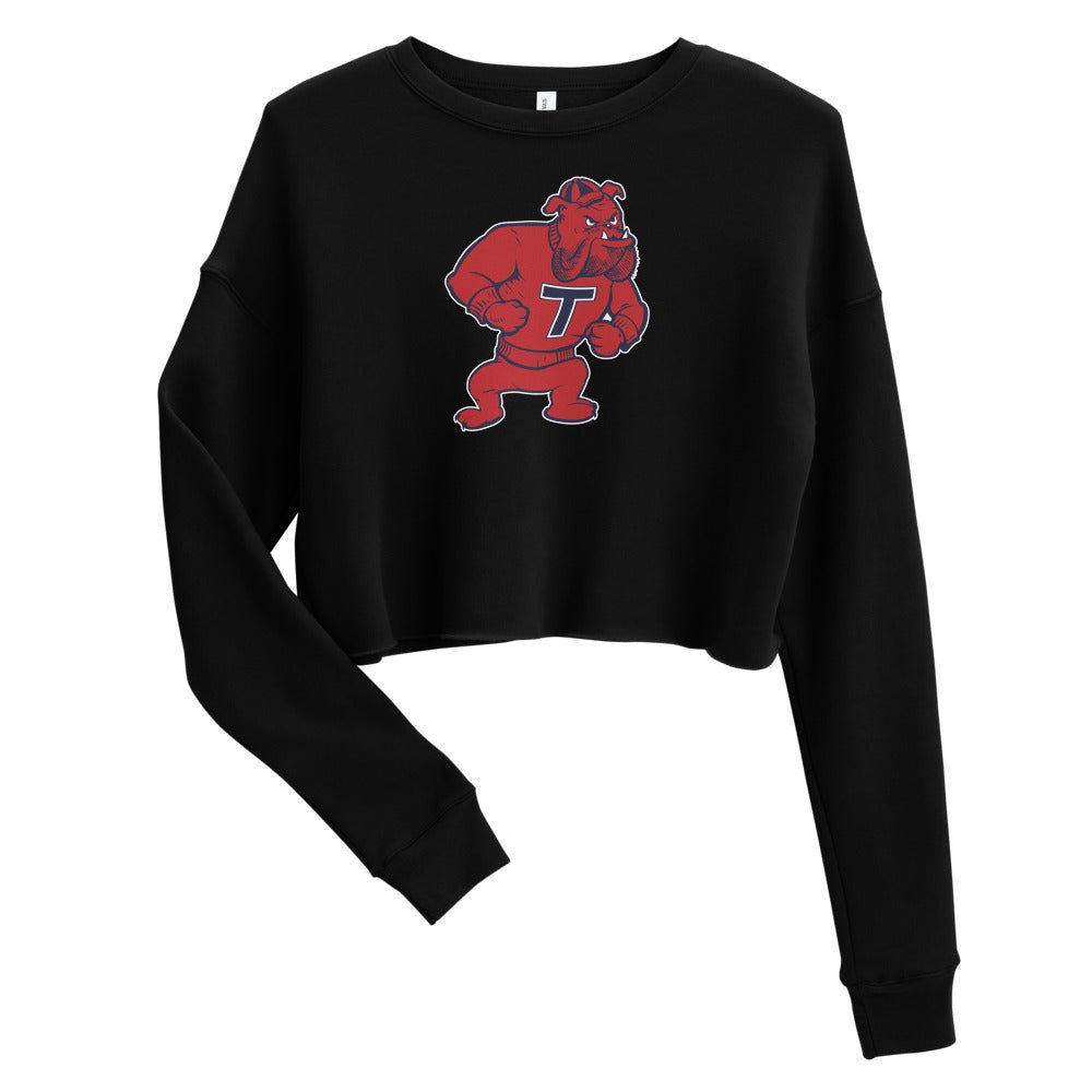 Vintage Louisiana Tech Women's Cropped Sweatshirt - 1950s Varsity T Bulldog Art Cropped Sweatshirt - rivalryweek