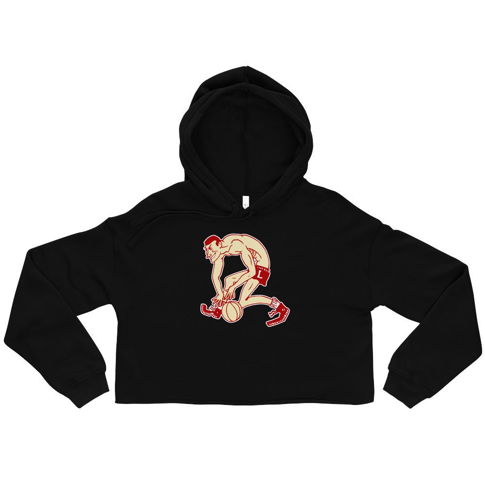 Vintage Louisville Basketball Women's Cropped Hoodie - 1940s Cardinal Dribble Art Cropped Hoodie - Rivalry Week