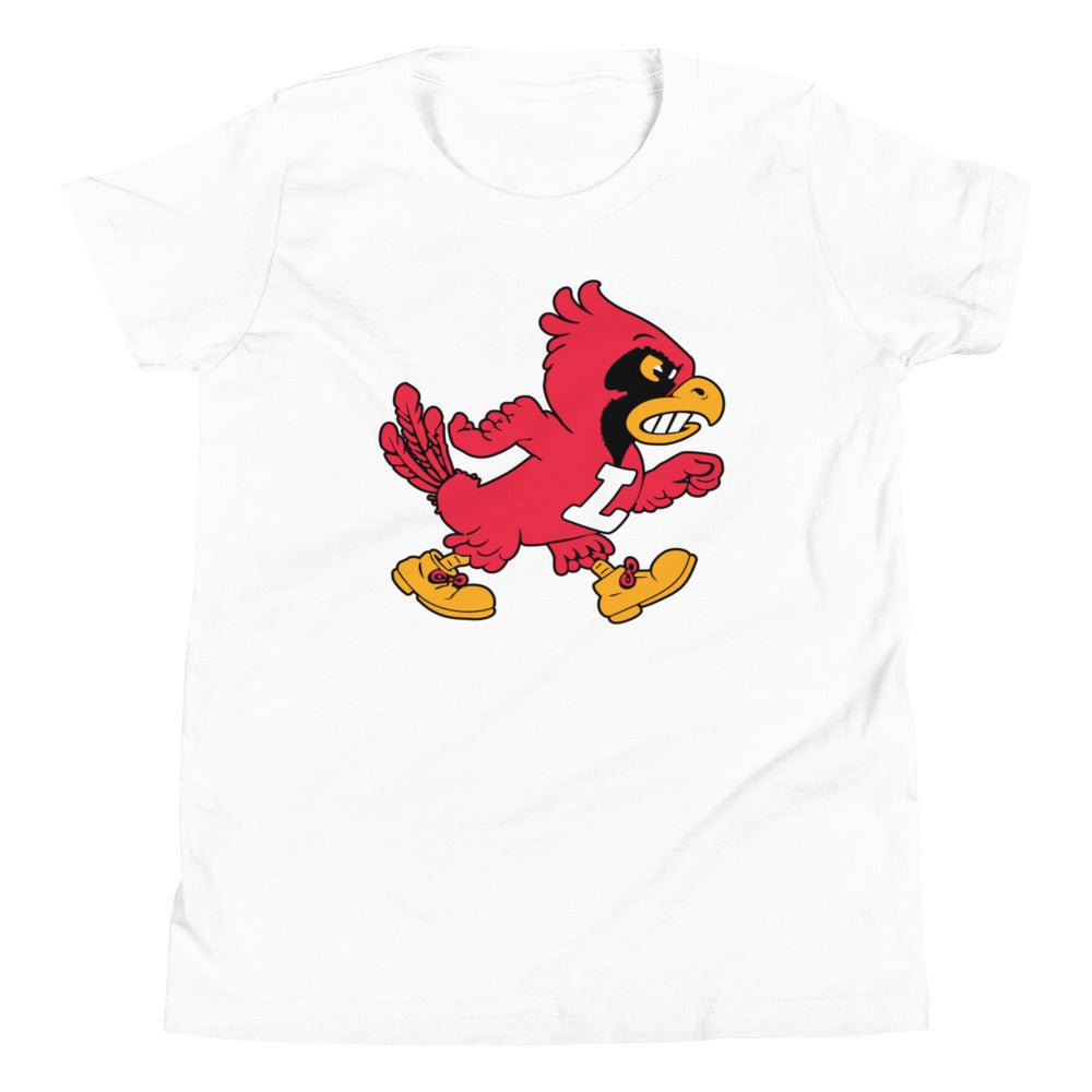 Vintage Louisville Kids Youth Shirt - 1940s Marching Cardinal Mascot Art Youth Staple Tee - rivalryweek