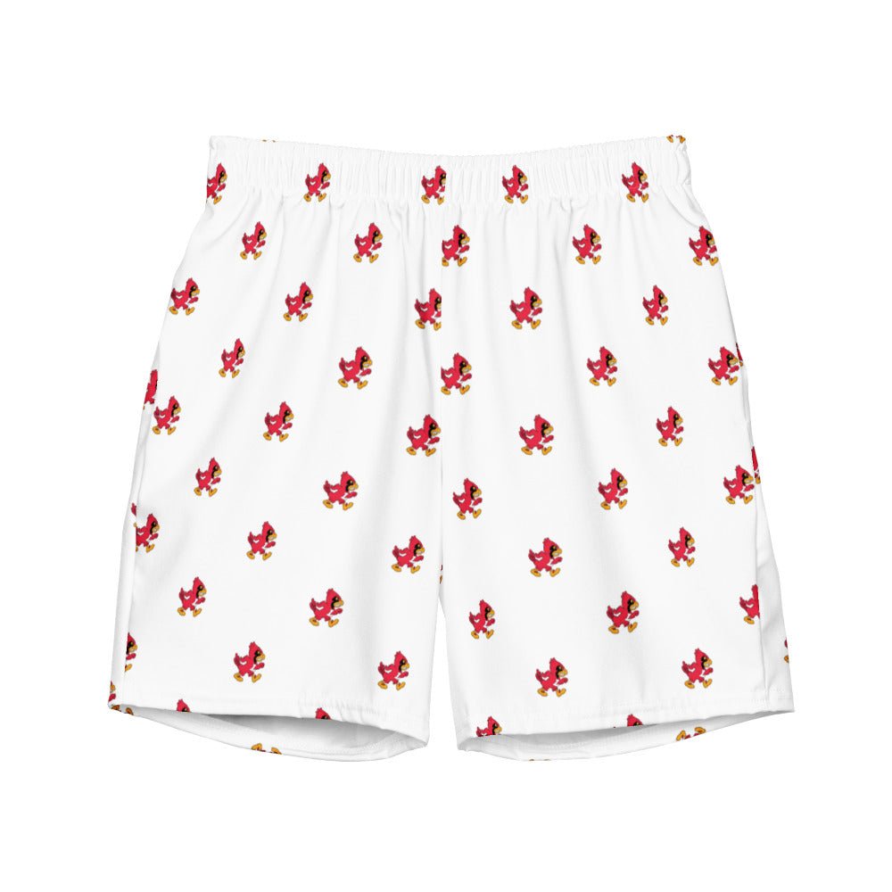 Vintage Louisville Swim Trunks - 1940s Marching Cardinal Mascot White Pattern Swim Trunks - Rivalry Week