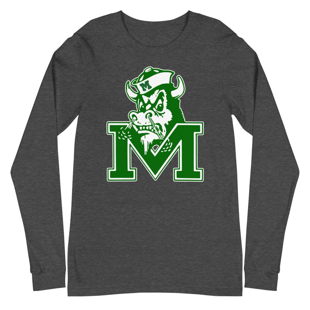 Vintage Marshall University Long Sleeve Shirt - 1950s Bison Mascot Sailor Art Long Sleeve Shirt - rivalryweek