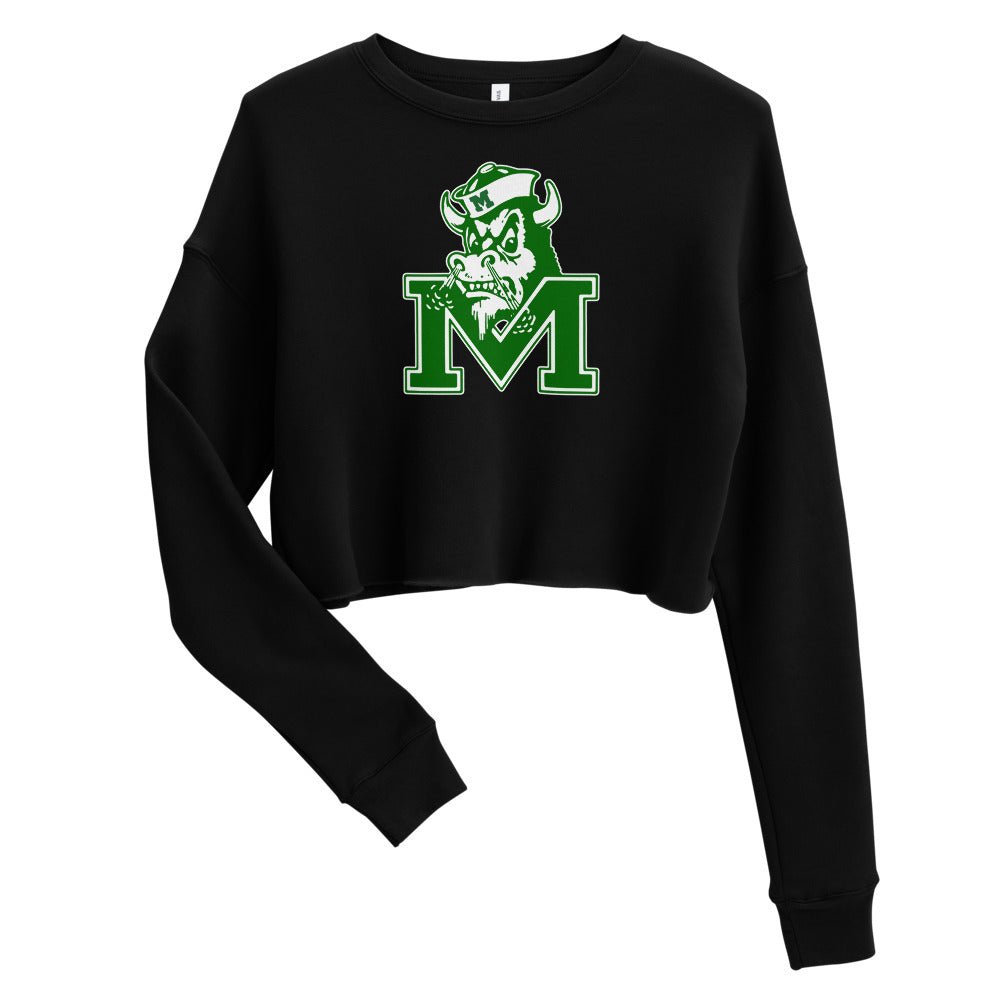 Vintage Marshall University Women's Cropped Sweatshirt - 1950s Bison Mascot Sailor Art Cropped Sweatshirt - rivalryweek