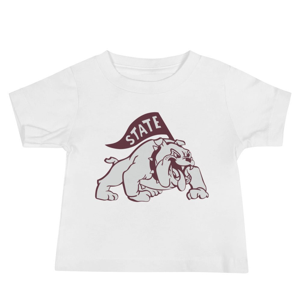 Vintage Mississippi State Baby T Shirt - 1950s State Bulldog Art Baby Staple Tee - rivalryweek