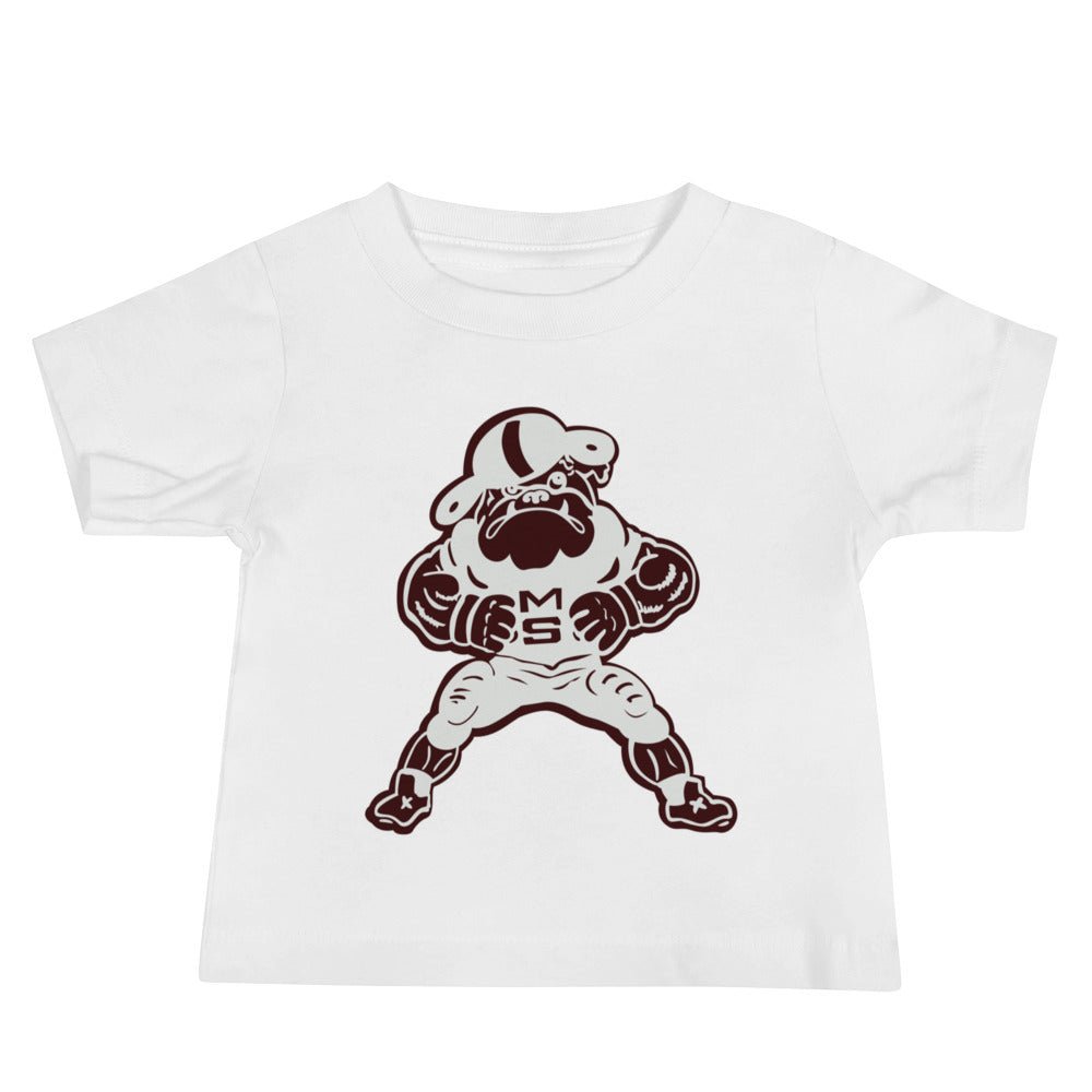 Vintage Mississippi State Football Baby T Shirt - 1950s Bulldogs Football Art Baby Staple Tee - rivalryweek