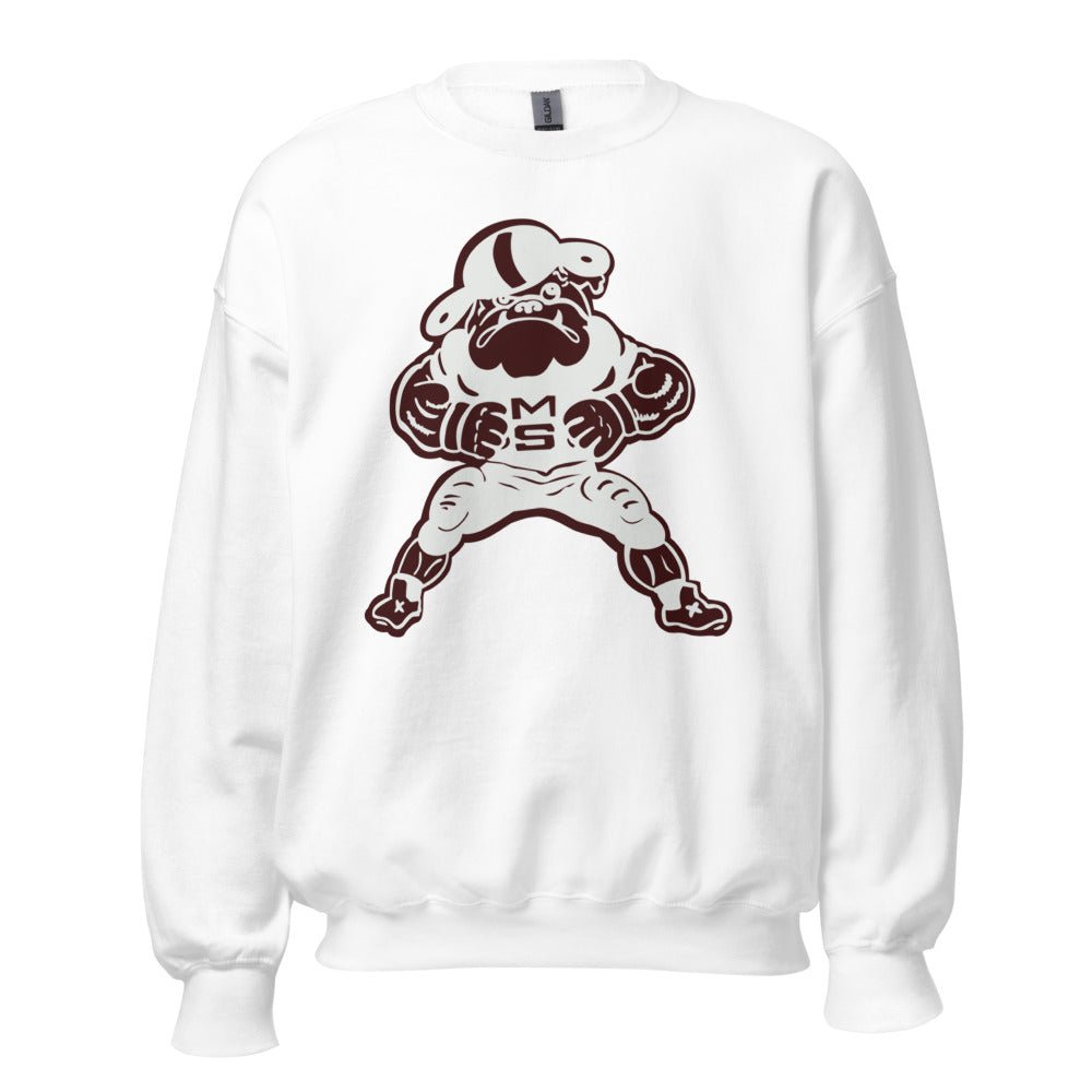 Vintage Mississippi State Football Crew Neck Sweatshirt - 1950s Bulldogs Football Art Sweatshirt - rivalryweek