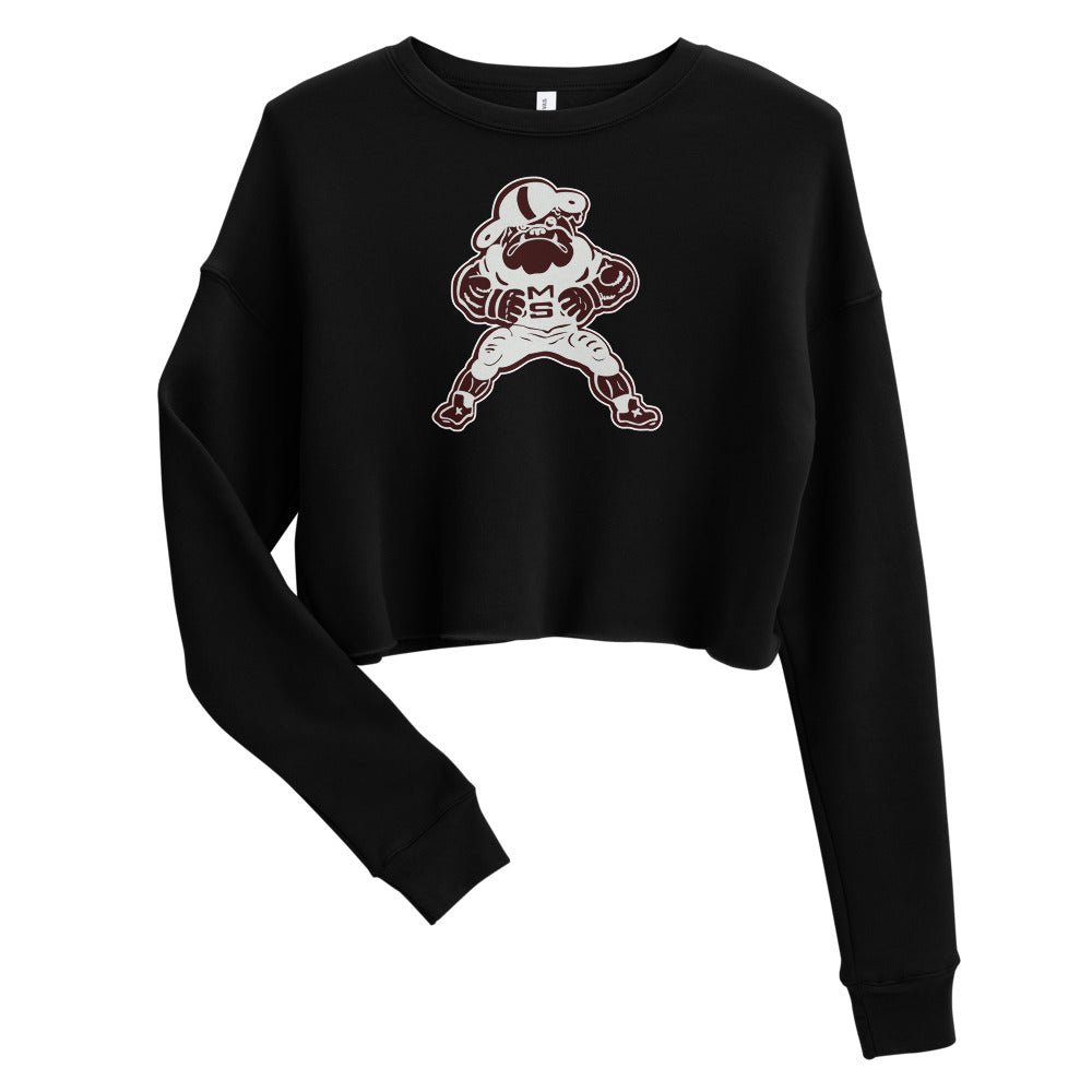 Vintage Mississippi State Football Women's Cropped Sweatshirt - 1950s Bulldogs Football Art Cropped Sweatshirt - rivalryweek