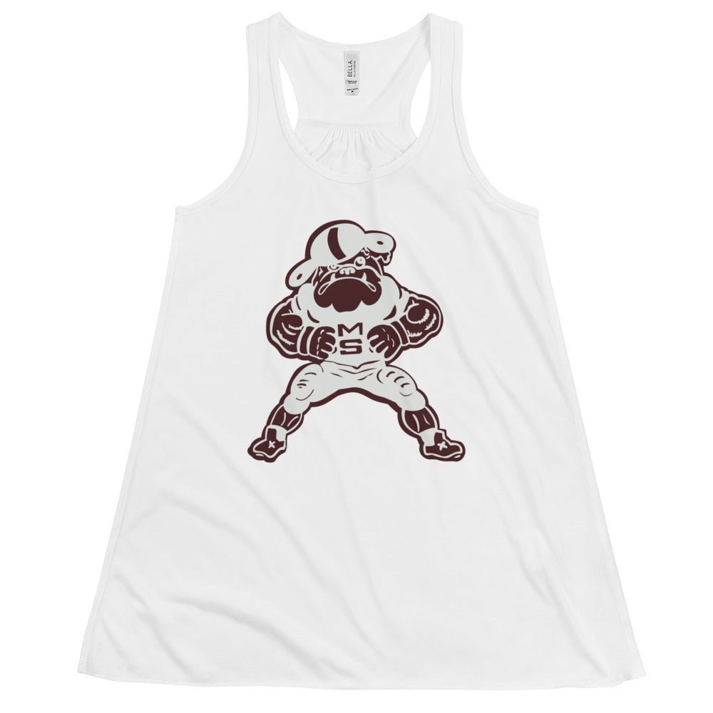 Vintage Mississippi State Football Women's Flowy Tank Top - 1950s Bulldogs Football Art W Tank Top - rivalryweek