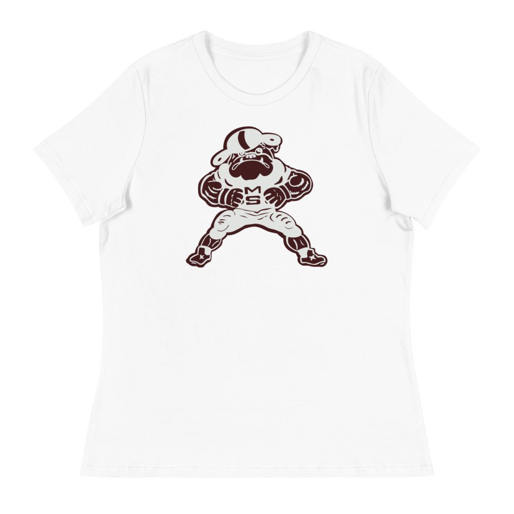 Vintage Mississippi State Football Women's Relaxed Shirt - 1950s Bulldogs Football Art W Relaxed T Shirt - rivalryweek