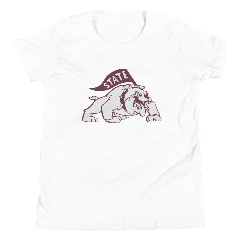 Vintage Mississippi State Kids Youth Shirt - 1950s State Bulldog Art Youth Staple Tee - rivalryweek