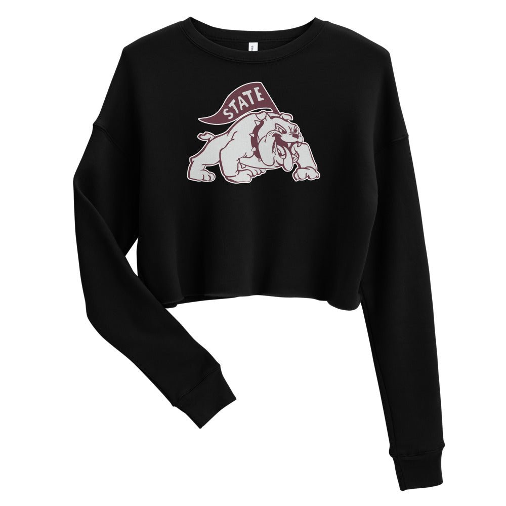 Vintage Mississippi State Women's Cropped Sweatshirt - 1950s State Bulldog Art Cropped Sweatshirt - rivalryweek