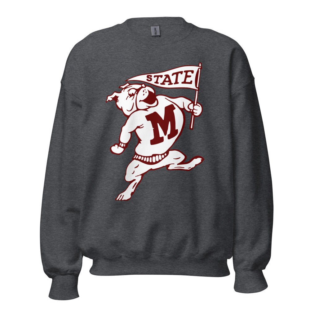 Vintage Missississippi State Crew Neck Sweatshirt - 1950s Flag Waiving Bulldogs Art Sweatshirt - rivalryweek