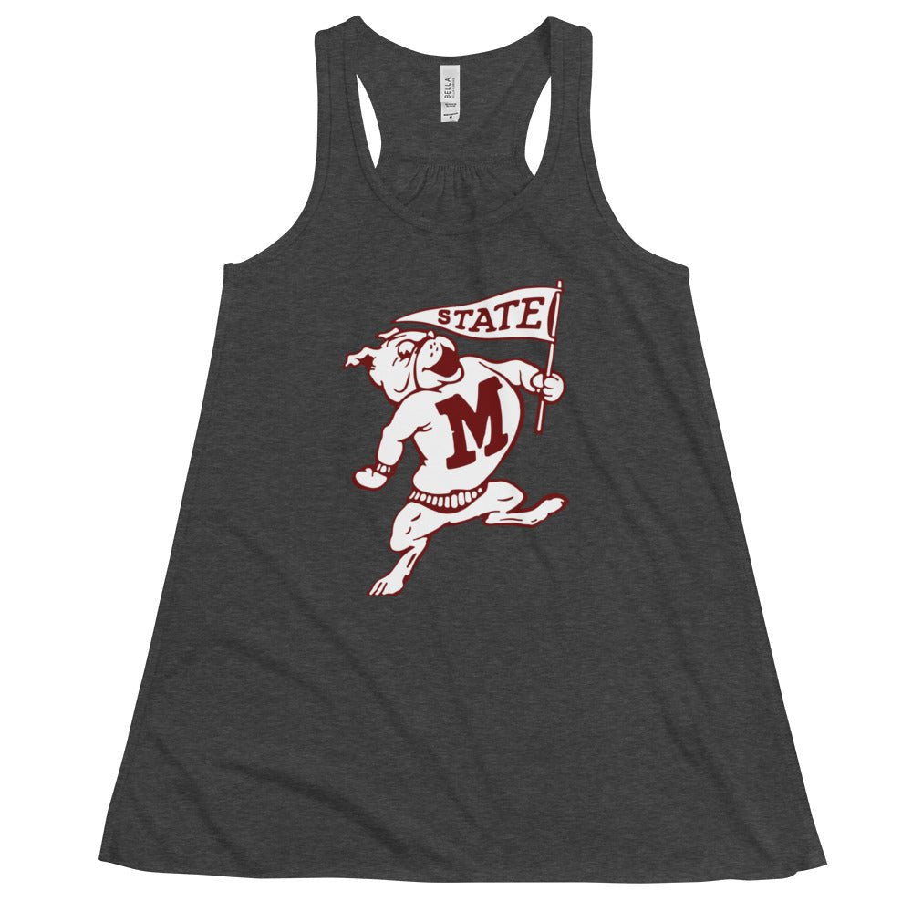 Vintage Missississippi State Women's Flowy Tank Top - 1950s Flag Waiving Bulldogs Art W Tank Top - rivalryweek