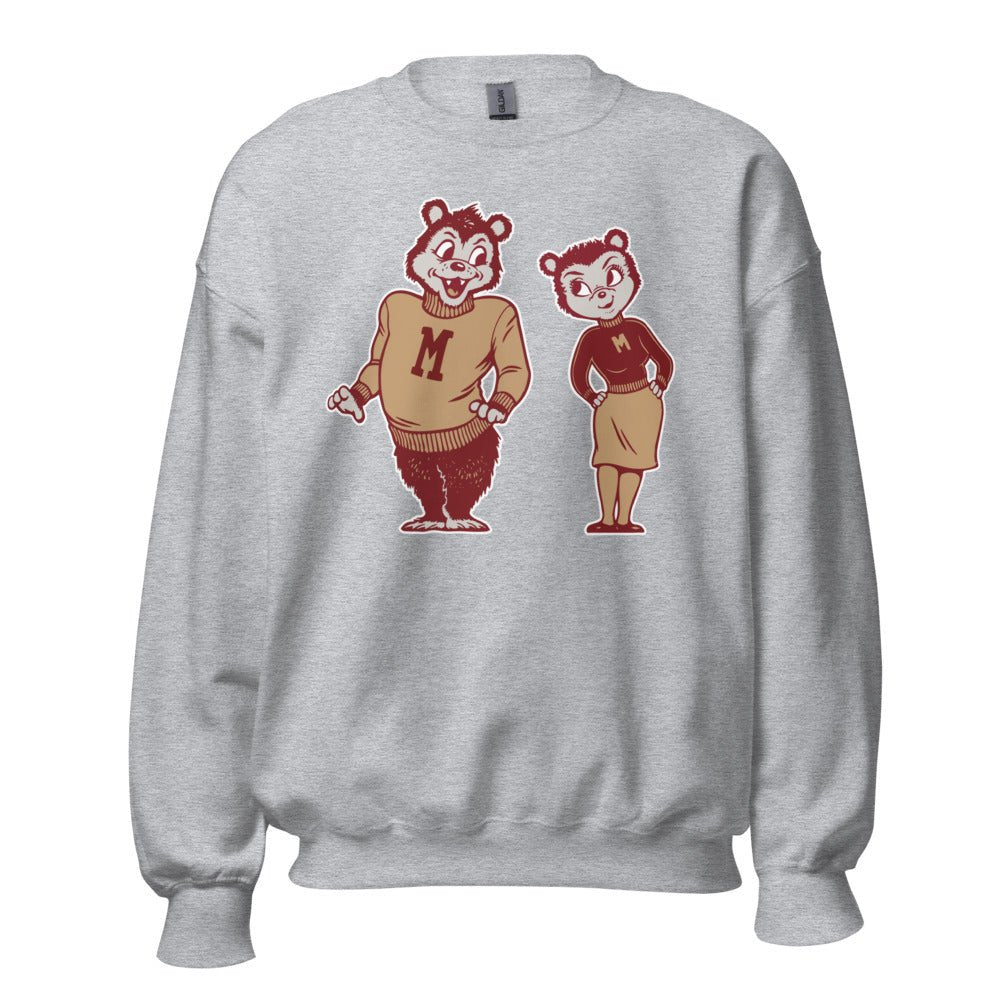 Vintage Montana Mascots Crew Neck Sweatshirt - 1950s Grizzlies in Love Art Sweatshirt - Rivalry Week