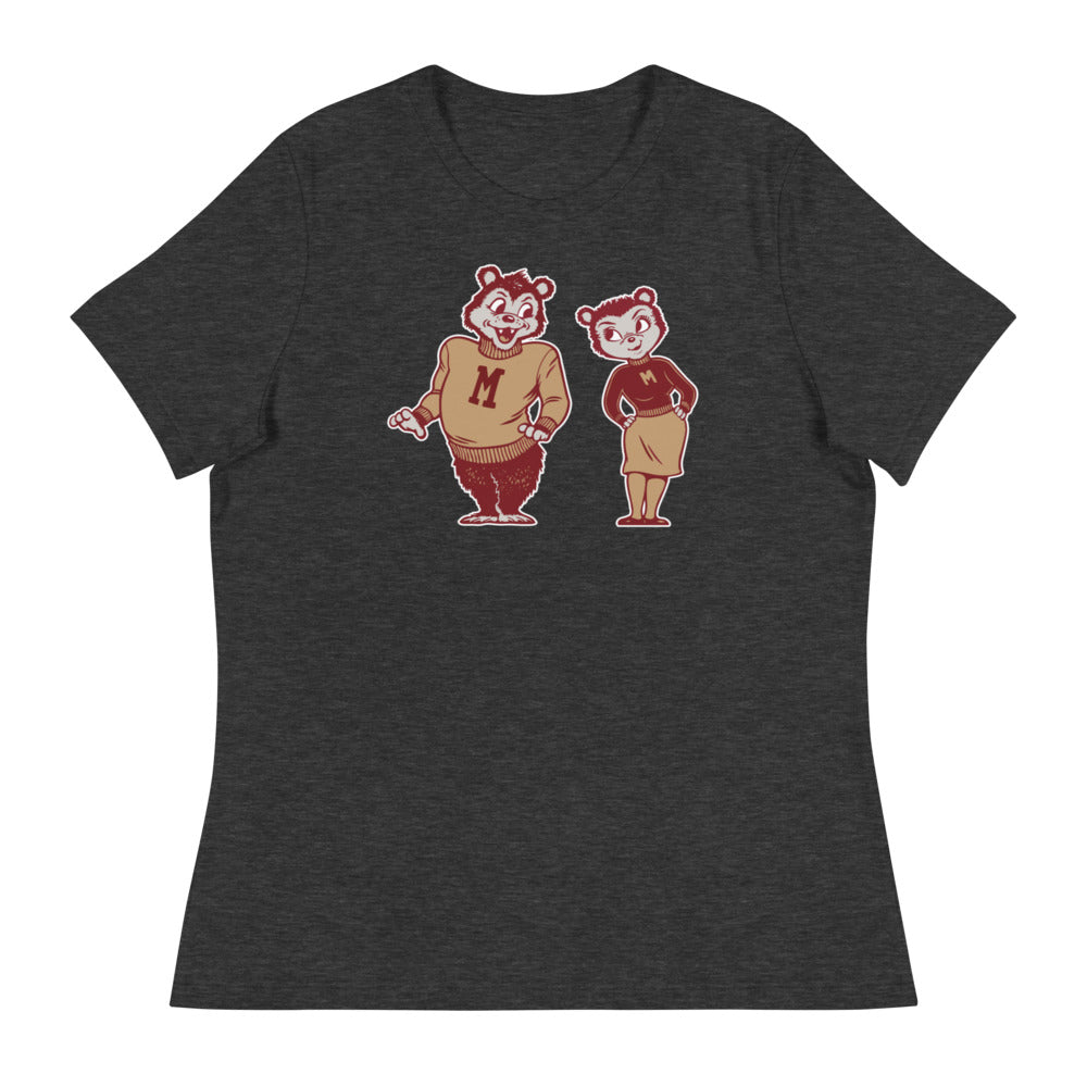 Vintage Montana Mascots Women's Relaxed Shirt - 1950s Grizzlies in Love Art W Relaxed T Shirt - Rivalry Week