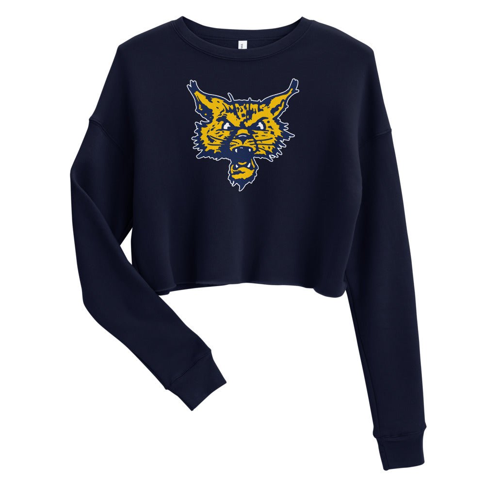 Vintage Montana State Women's Cropped Sweatshirt - 1950s Wild Cat Art Cropped Sweatshirt - Rivalry Week