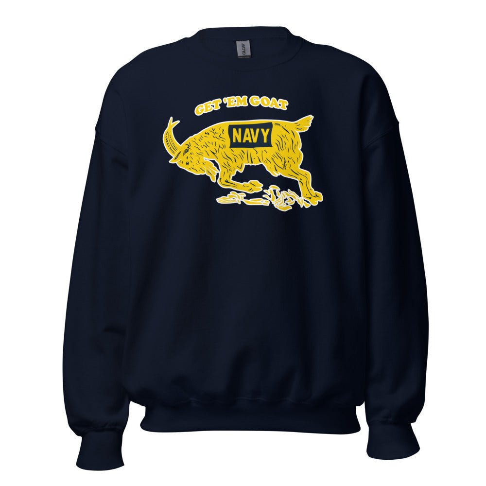 Vintage Navy Crew Neck Sweatshirt - 1942 Navy Get 'Em Goat Art Sweatshirt - rivalryweek