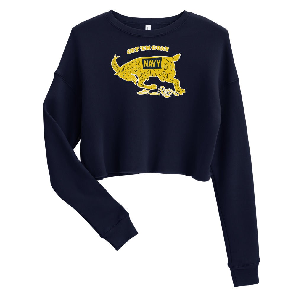 Vintage Navy Women's Cropped Sweatshirt - 1942 Navy Get 'Em Goat Art Cropped Sweatshirt - rivalryweek