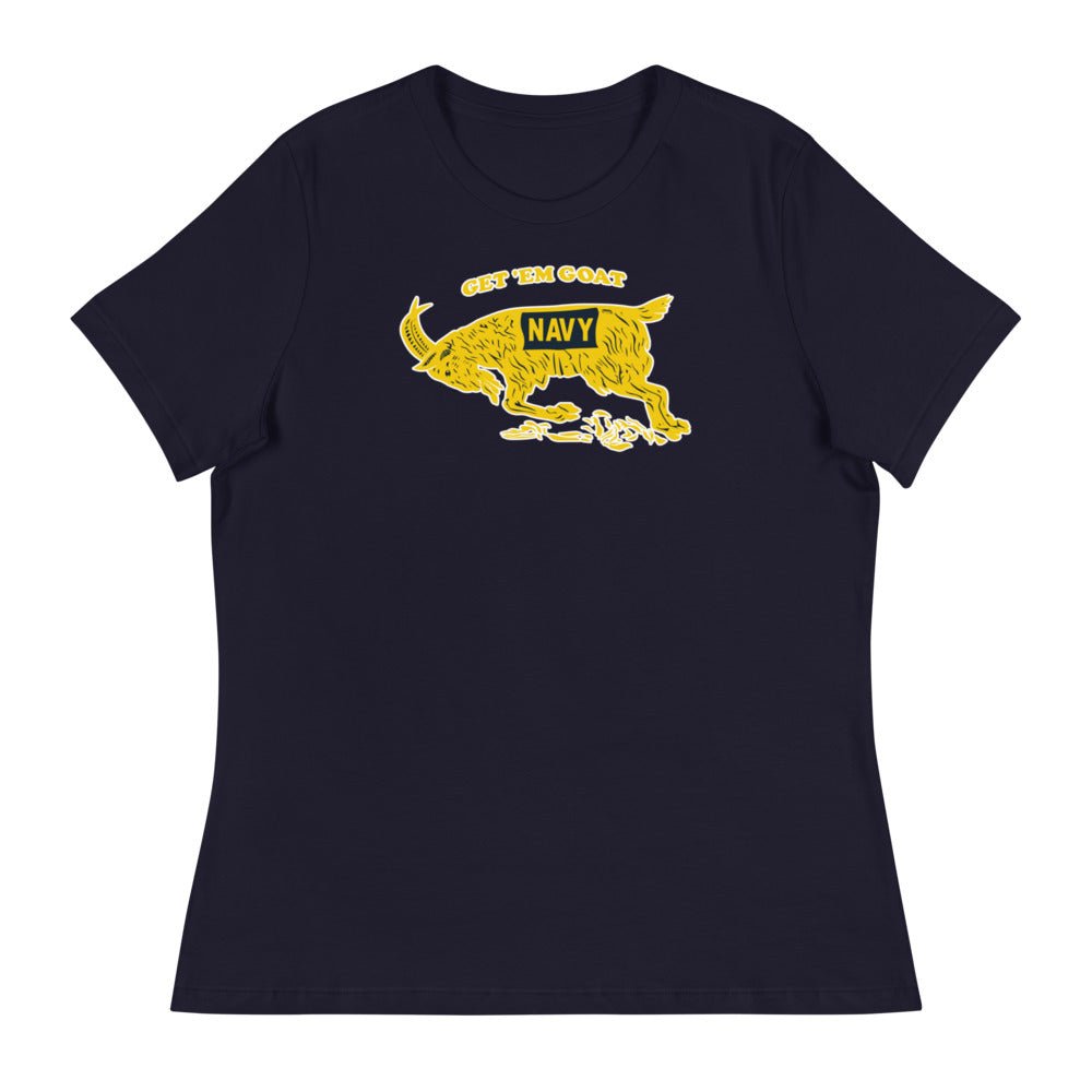 Vintage Navy Women's Relaxed Shirt - 1942 Navy Get 'Em Goat Art W Relaxed T Shirt - rivalryweek