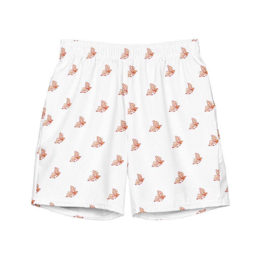 Vintage Nebraska Swim Trunks - 1950s Cornhusker Mascot White Pattern Swim Trunks - Rivalry Week