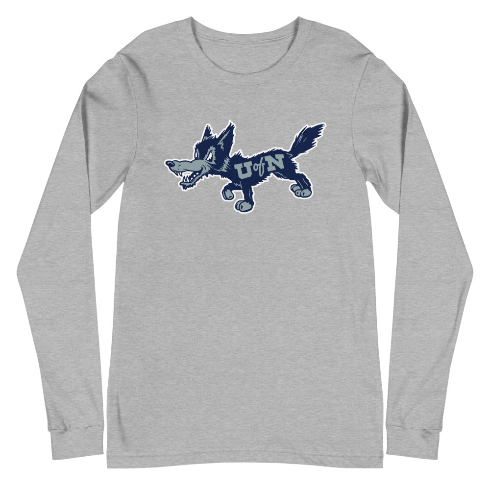 Vintage Nevada Wolfpack Long Sleeve Shirt - 1940s U of N Wolfpack Mascot Art Long Sleeve Shirt - rivalryweek