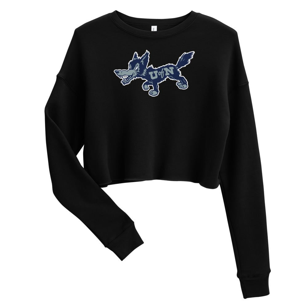 Vintage Nevada Wolfpack Women's Cropped Sweatshirt - 1940s U of N Wolfpack Mascot Art Cropped Sweatshirt - rivalryweek