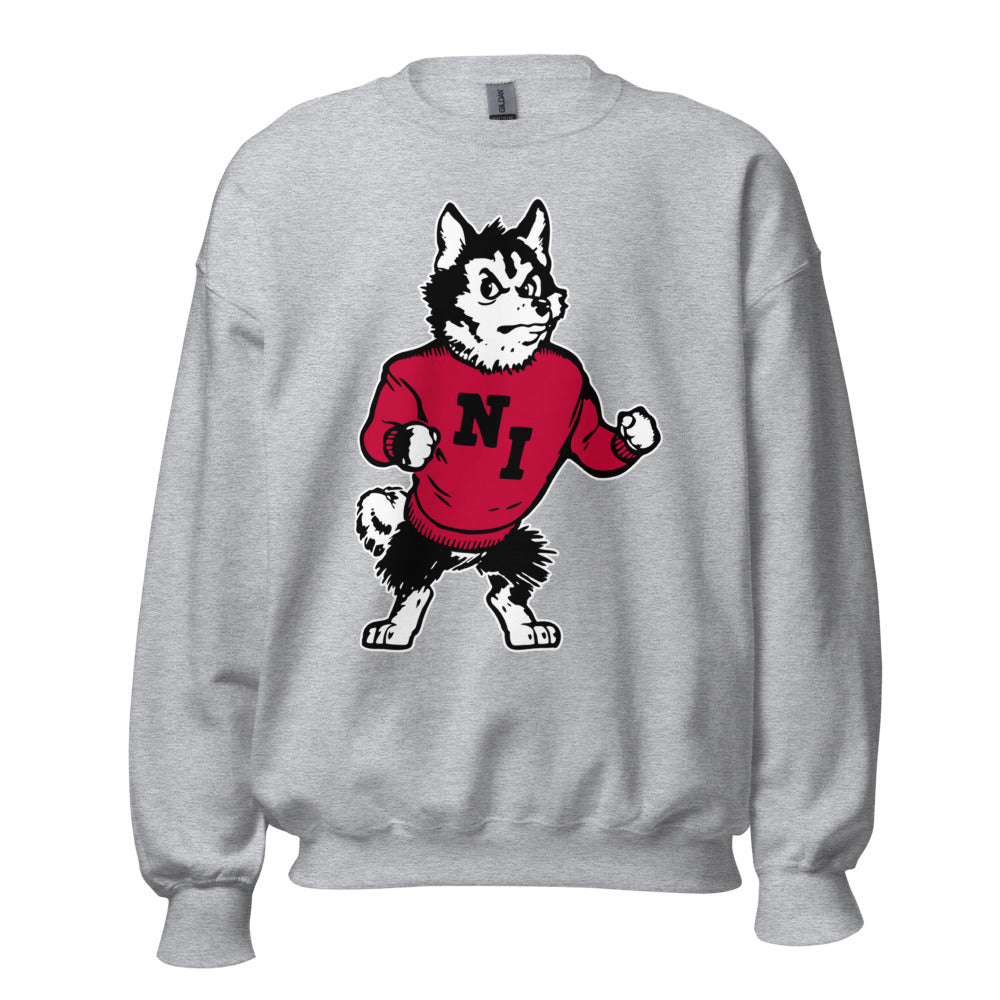 Vintage NIU Crew Neck Sweatshirt - 1968 Strutting Husky Art Sweatshirt - Rivalry Week