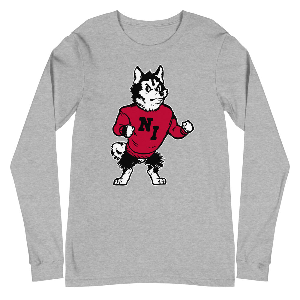 Vintage NIU Long Sleeve Shirt - 1968 Strutting Husky Art Long Sleeve Shirt - Rivalry Week