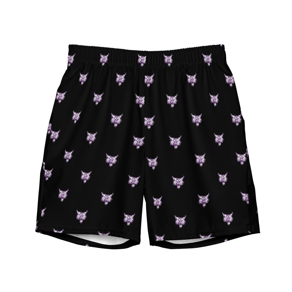 Vintage Northwestern Mascot Swim Trunks - 1950s Wild Cat Black Pattern Swim Trunks - Rivalry Week