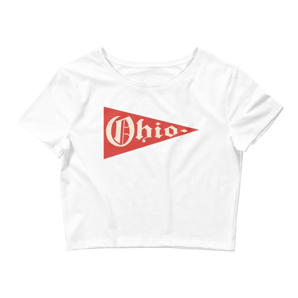 Vintage Ohio State Crop Top - 1960s Ohio Pennant Art Crop Top - Rivalry Week