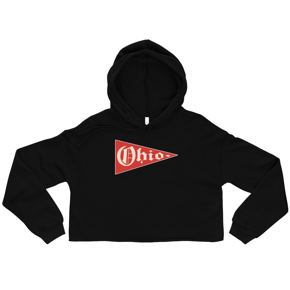 Vintage Ohio State Women's Cropped Hoodie - 1960s Ohio Pennant Art Cropped Hoodie - Rivalry Week