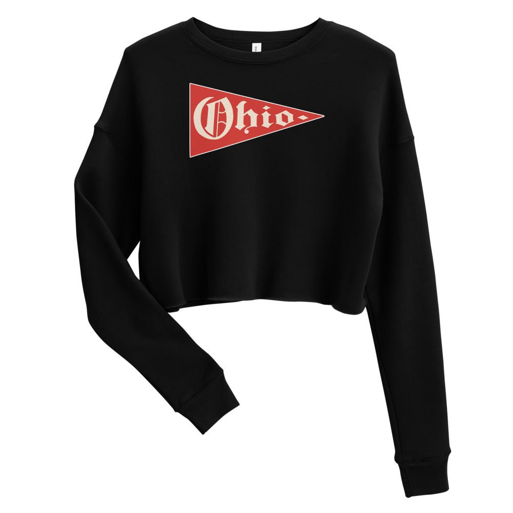 Vintage Ohio State Women's Cropped Sweatshirt - 1960s Ohio Pennant Art Cropped Sweatshirt - Rivalry Week