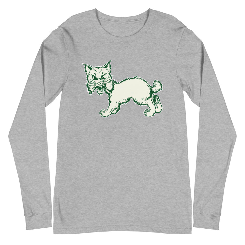 Vintage Ohio University Long Sleeve Shirt - 1950s All Fours Bobcat Art Long Sleeve Shirt - rivalryweek