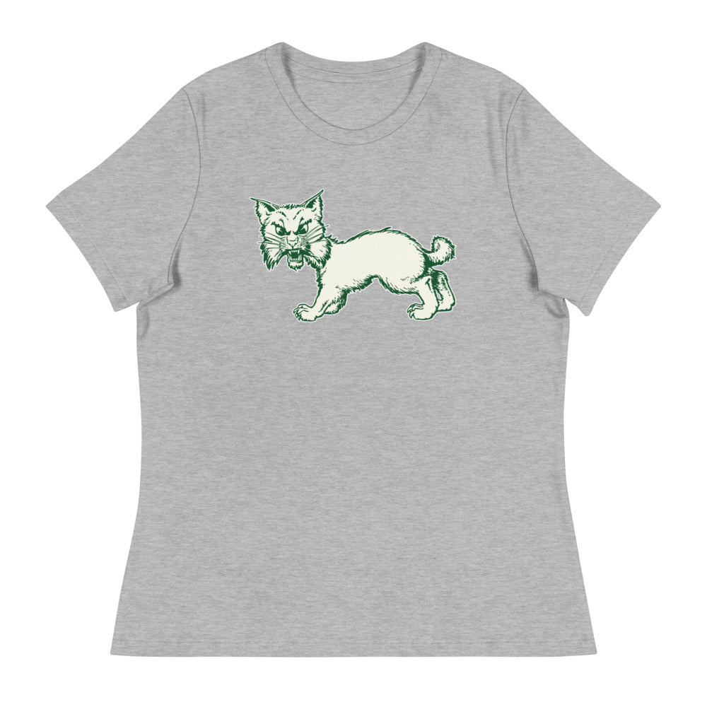 Vintage Ohio University Women's Relaxed Shirt - 1950s All Fours Bobcat Art W Relaxed T Shirt - rivalryweek