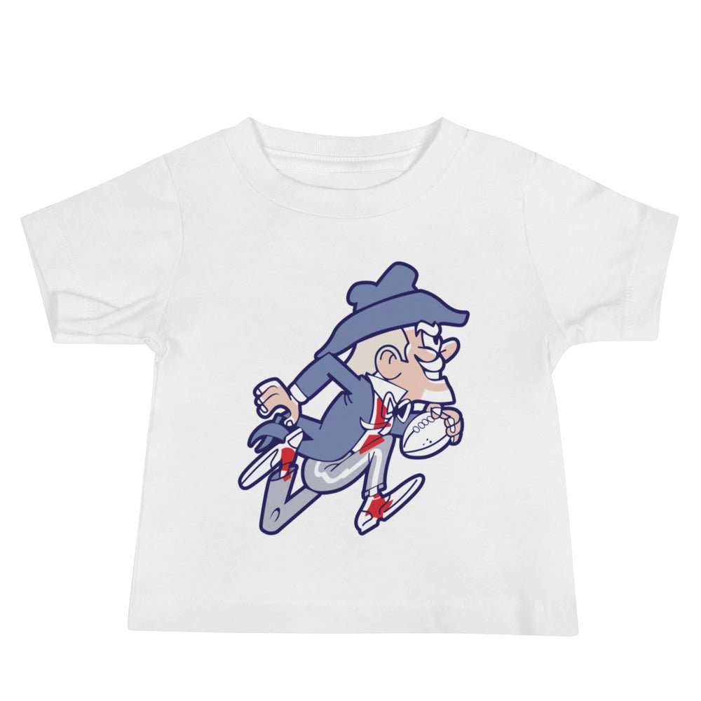 Vintage Ole Miss Football Baby T Shirt - 1950s Running Colonel Reb Art Baby Staple Tee - rivalryweek