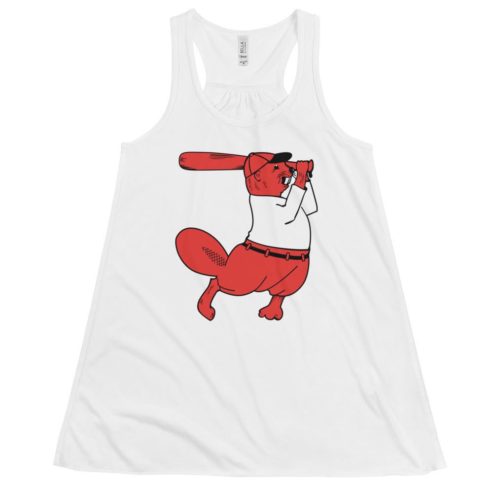 Vintage Oregon State Baseball Women's Flowy Tank Top - 1940s Baseball Beaver Art W Tank Top - rivalryweek